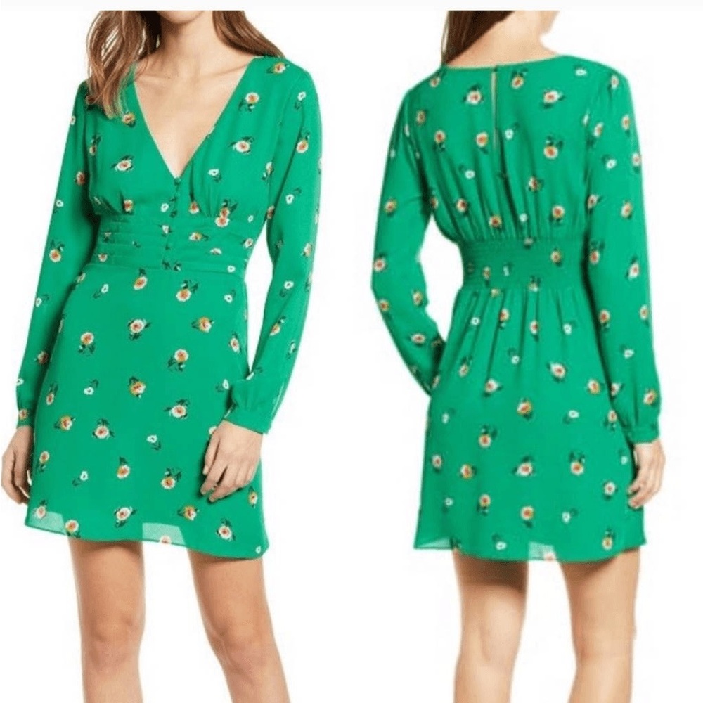 Socialite Green Floral Long Sleeve Dress